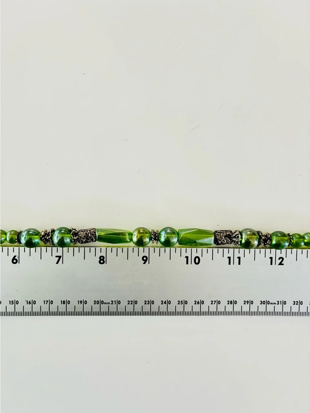 Vibrant Green Glass Bead Necklace with Silver-Tone Accents